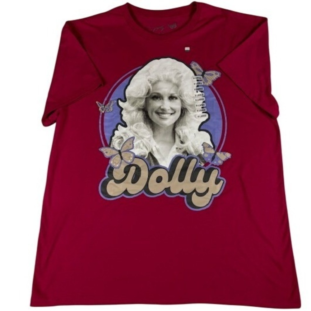 Dolly Parton T-Shirt Mens XL Pink Butterfly Graphic Short Sleeve Crewneck Tee